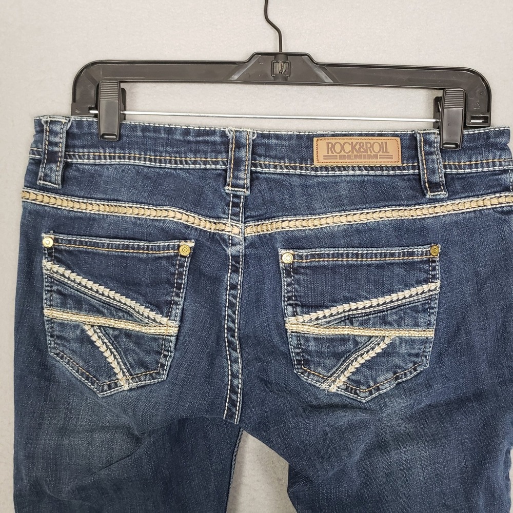 Rock & Roll Denim Rival Lowrise Bootcut Jeans Size 28x36 Dark Wash Denim Western